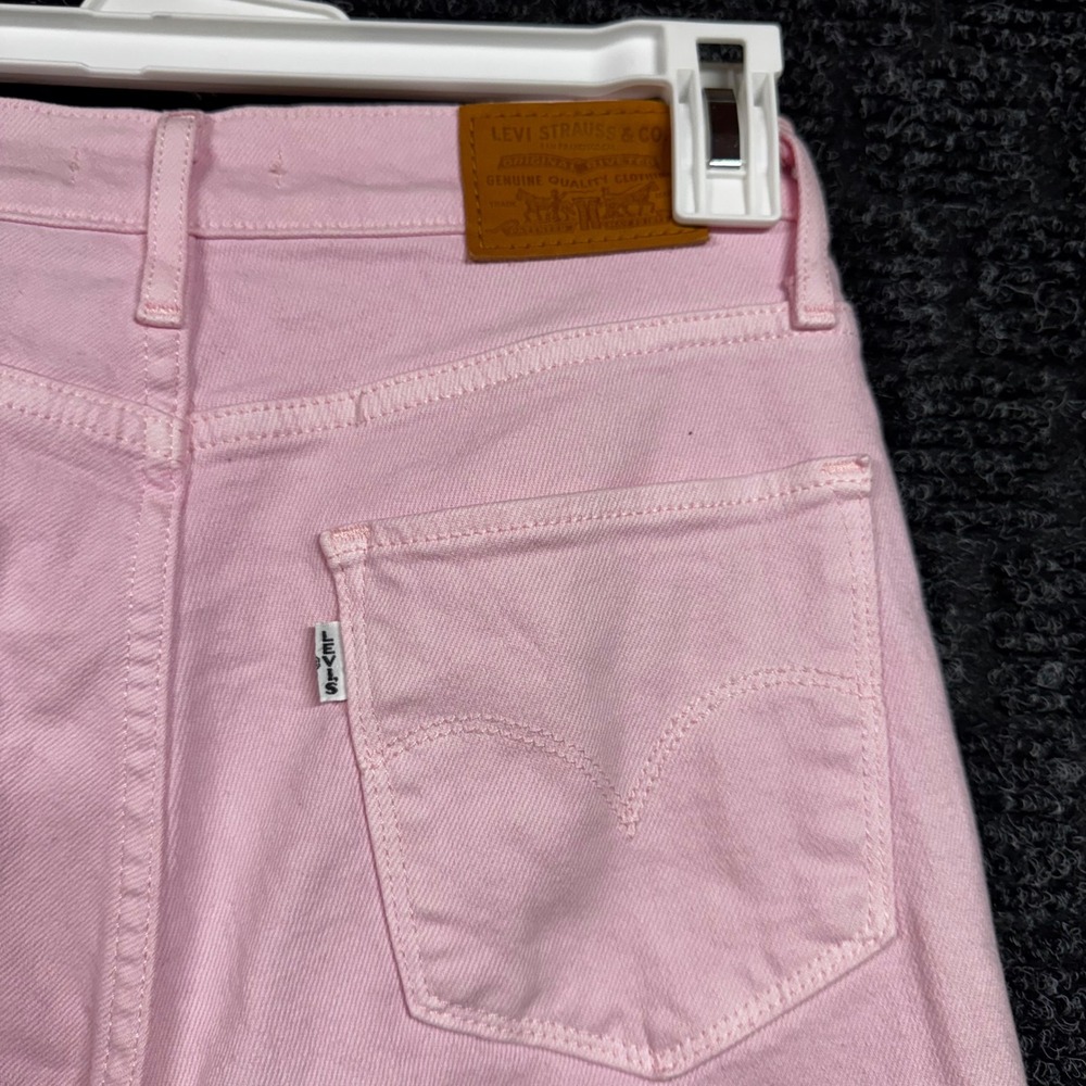 Levis Premium 724 High Rise Straight Pink Jeans Raw Hem W27 - Picture 3 of 7